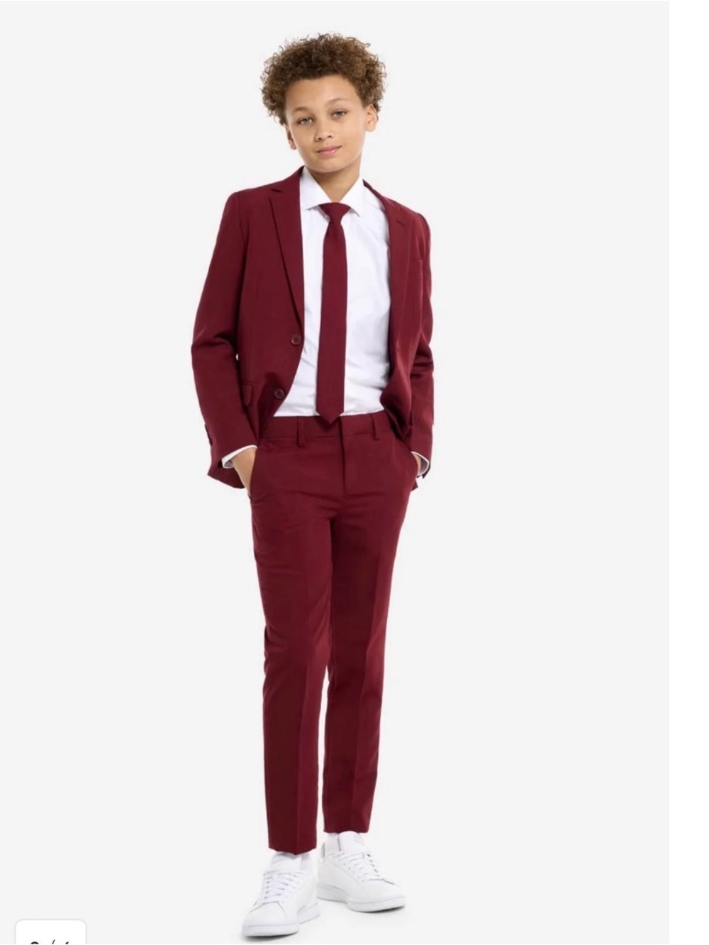 OppoSuits Boys Burgundy Suit Jacket & Pants Size 14Y